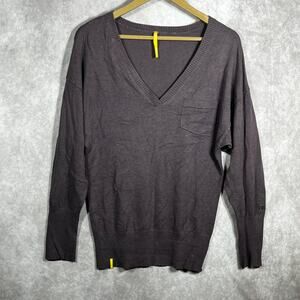 Lole Sweater‎ Womens Small Brown Knit V-Neck Long Sleeves Pullover Pocket Casual